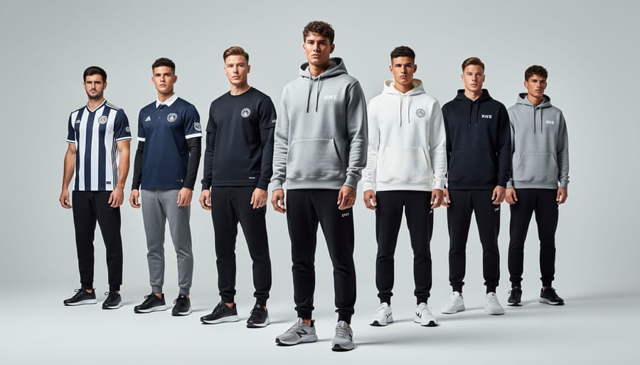 Official-style World Cup jersey, hoodie, and scarf laid out as a premium clothing still life