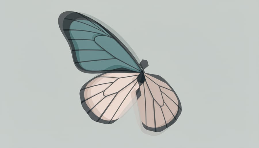 Close-up of butterfly-wing cutout fashion fabric and wing-shaped waistline design detail